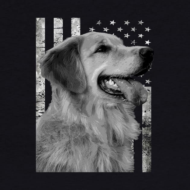 Loyal Goldens American Flag Tee for Admirers of Retrieving Royalty by Gamma-Mage